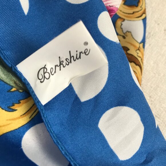 Berkshire Satin Sqare Large Scarf Blue Polka Dot Floral - Picture 6 of 7
